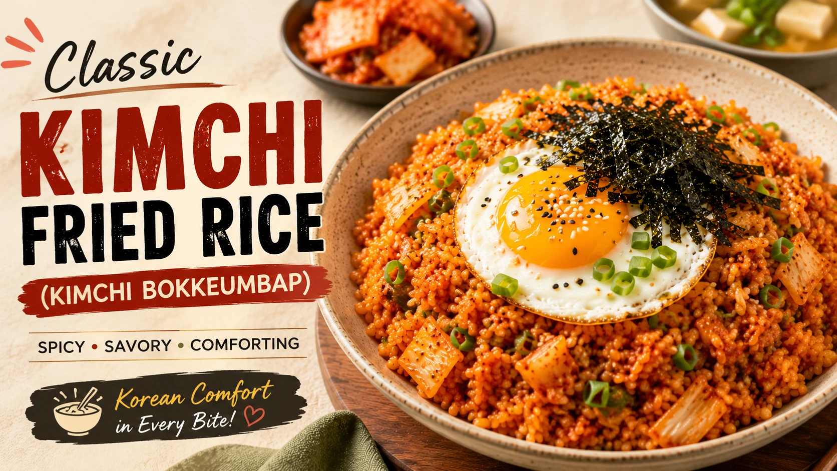 Classic kimchi fried rice runny egg