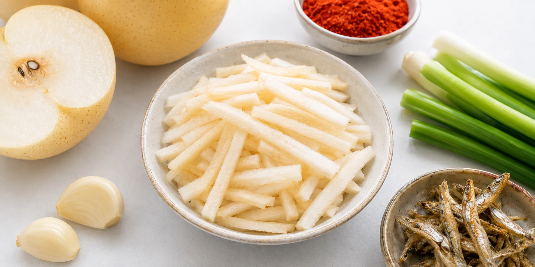 Asian pear sliced — traditional Korean sugar substitute in kimchi paste