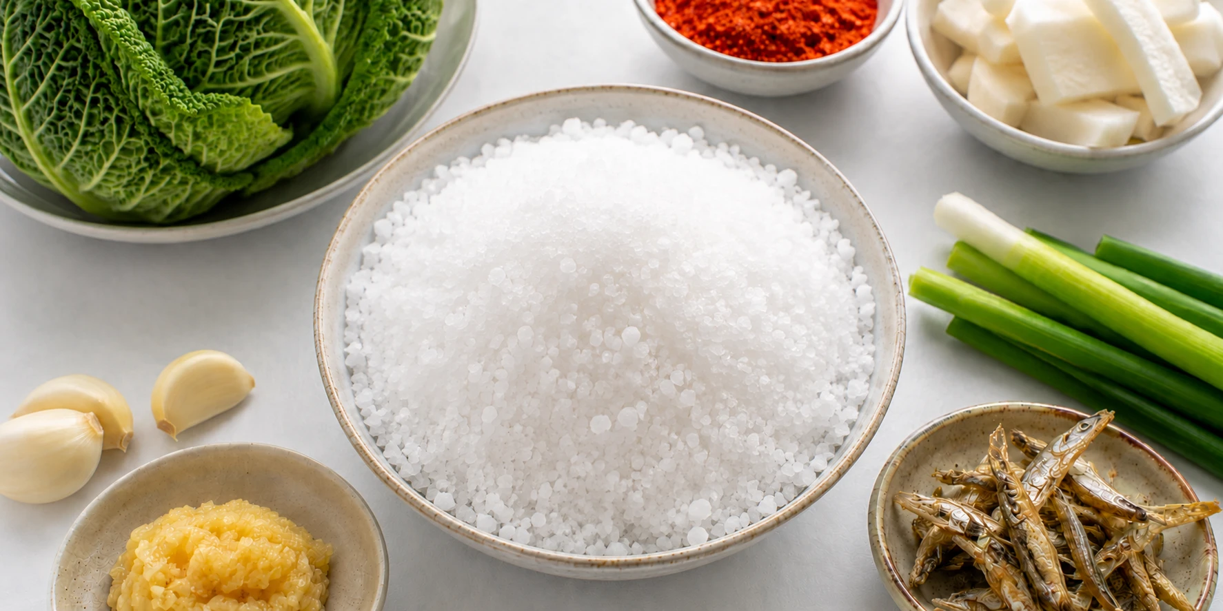 Coarse sea salt crystals for kimchi — never use fine table salt