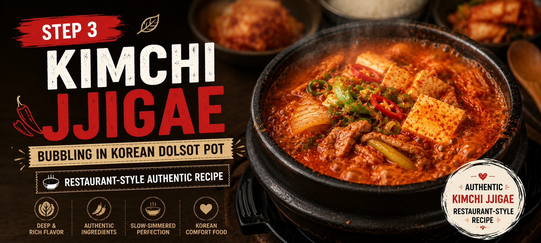 Kimchi jjigae bubbling in Korean dolsot pot — restaurant-style authentic recipe