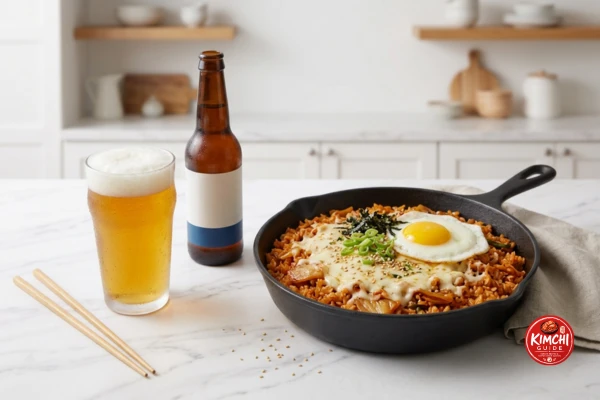 Korean beer Hite Cass perfect drink pairing spam kimchi fried rice