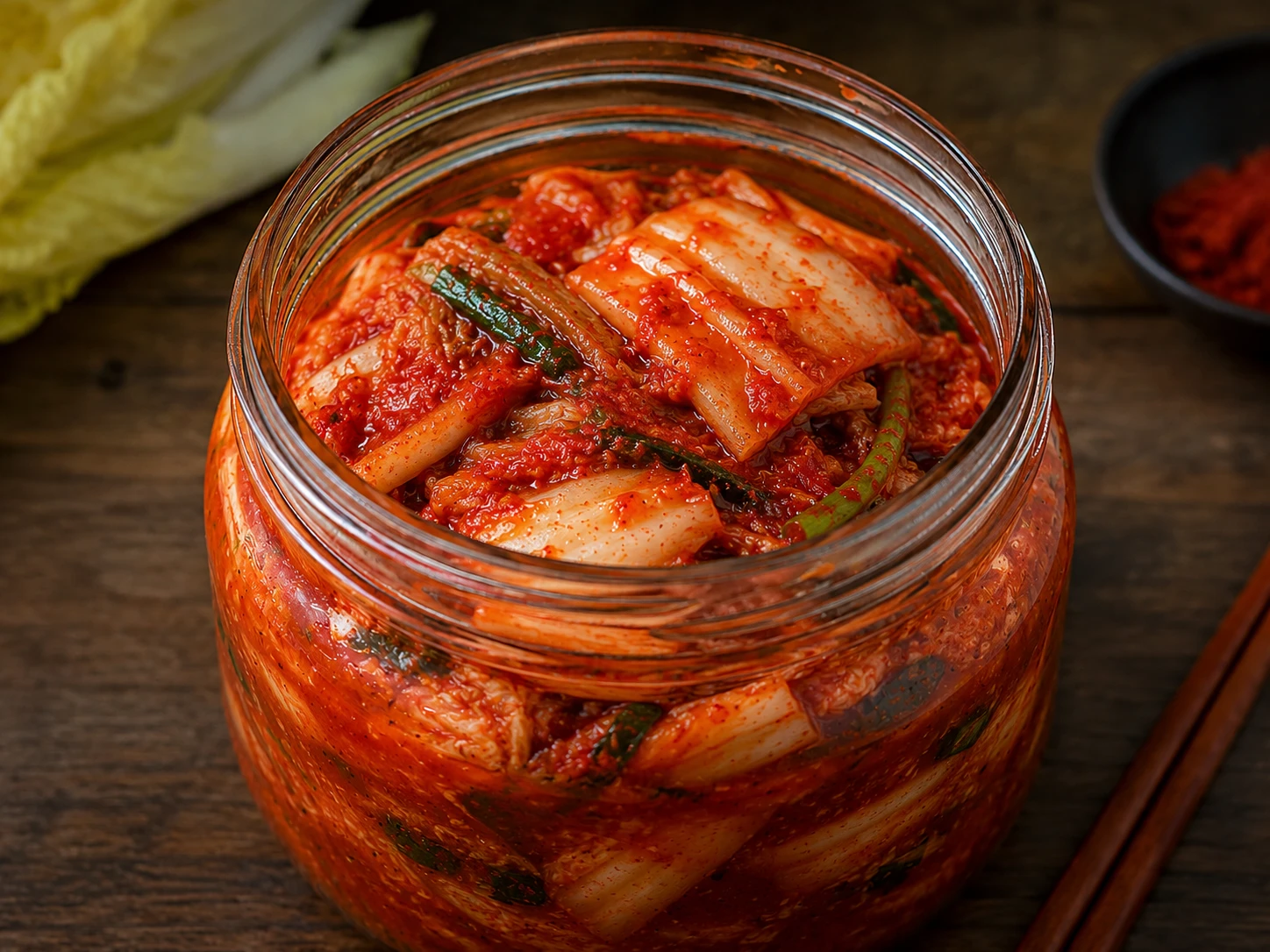 Stage 2 young kimchi 1 to 2 weeks old — developing tang, usable with rice vinegar addition