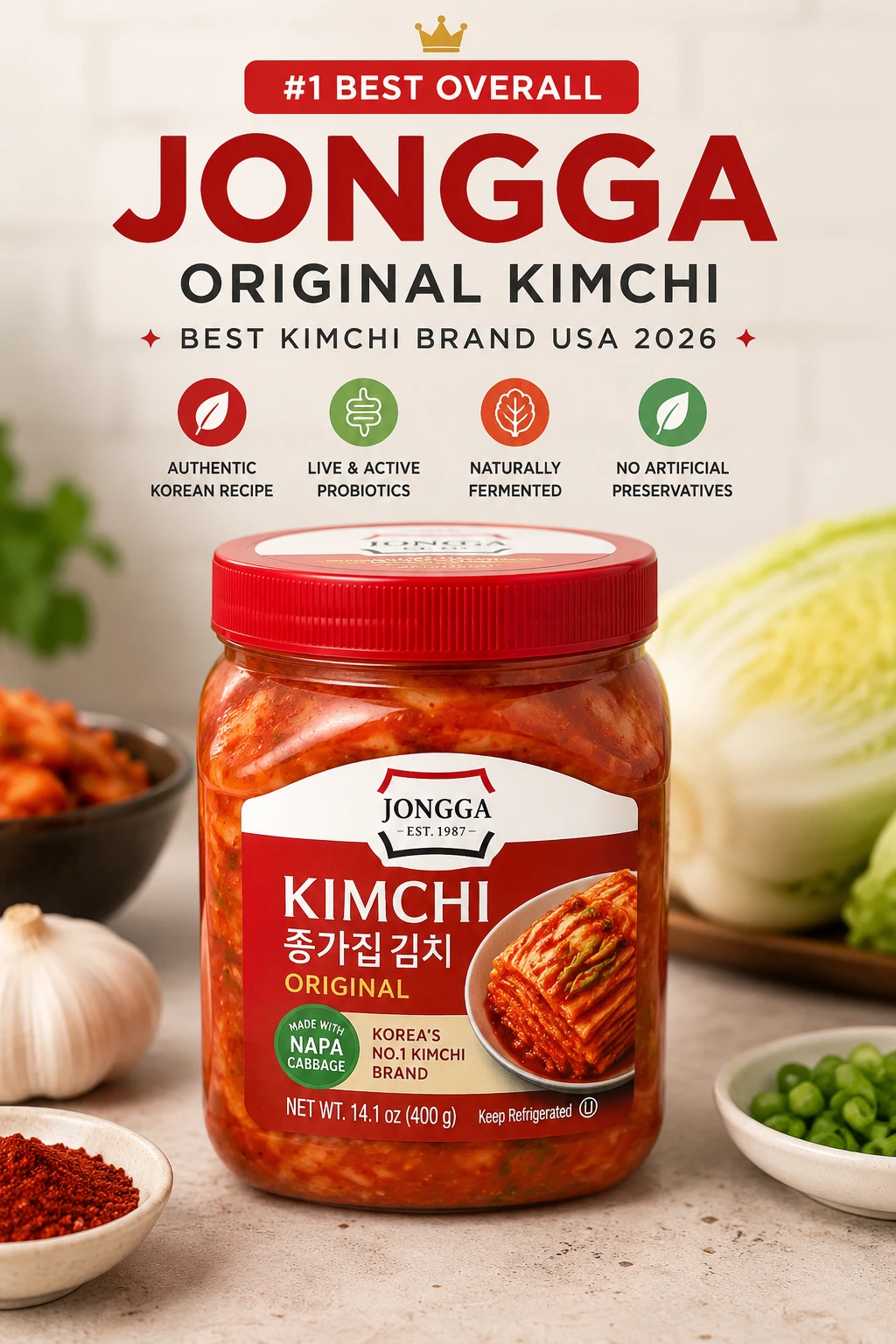 Jongga Original Kimchi jar best overall kimchi brand USA 2026