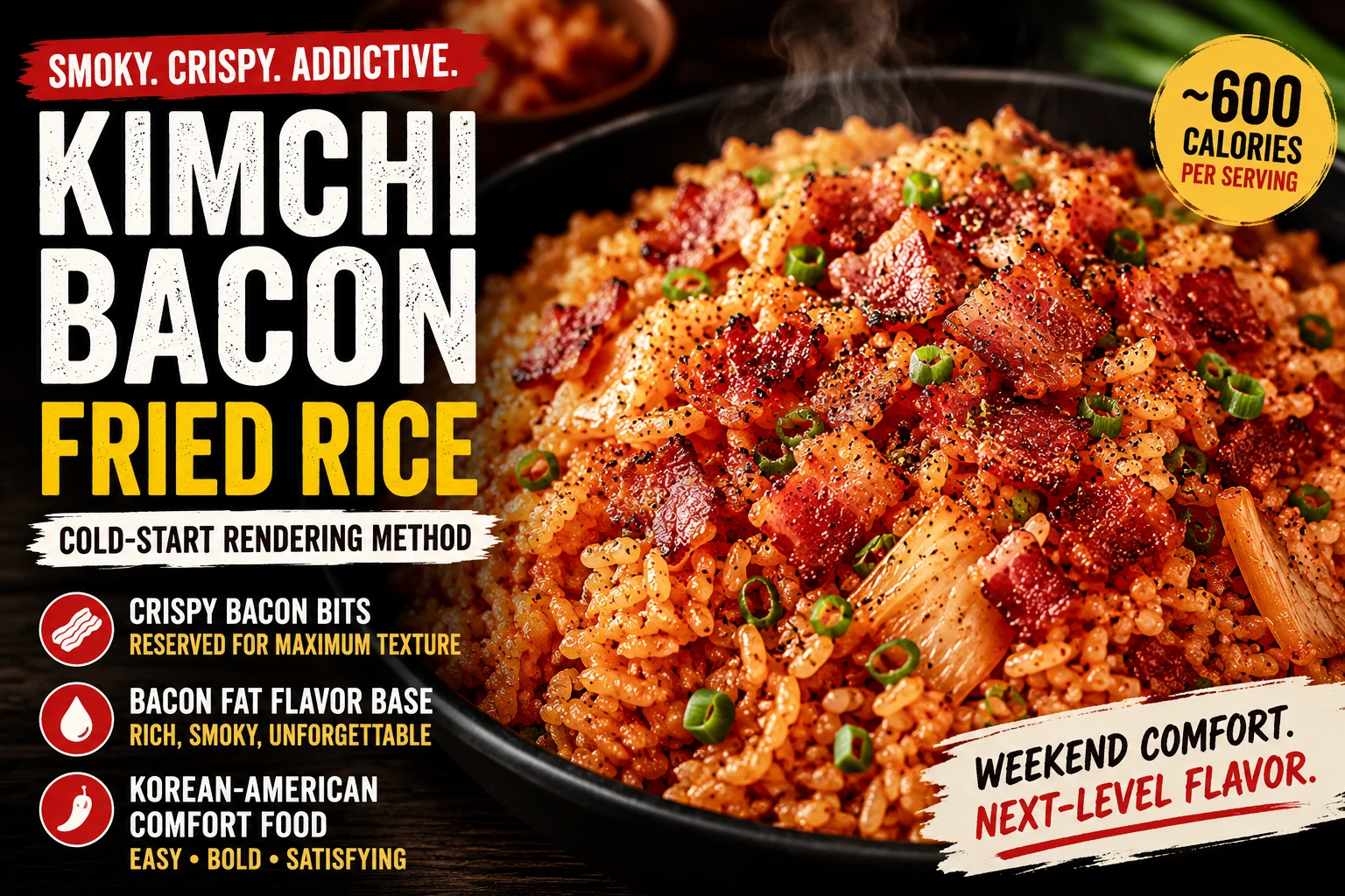 Kimchi bacon fried rice smoky crispy
