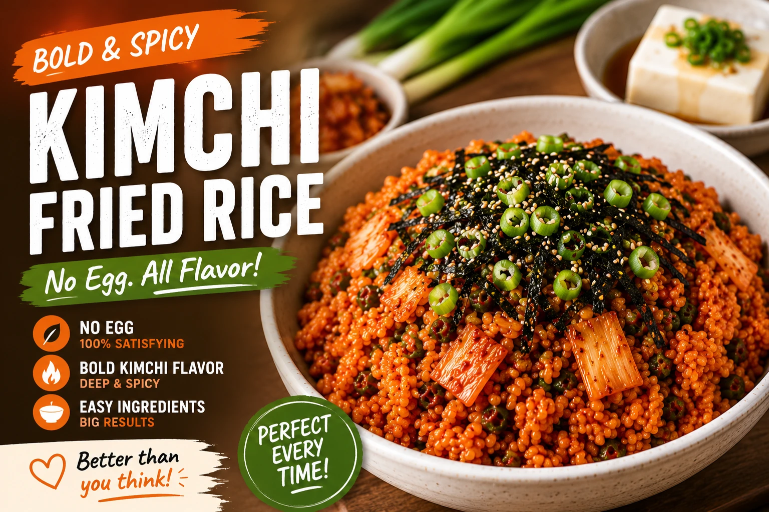 Kimchi fried rice without egg
