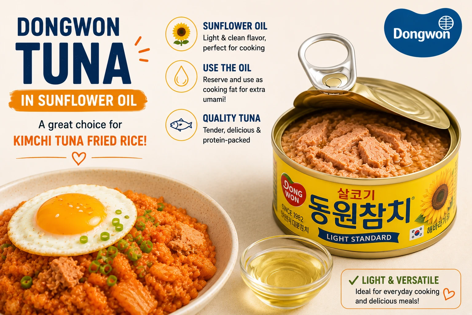 Canned tuna in sunflower oil acceptable for kimchi fried rice