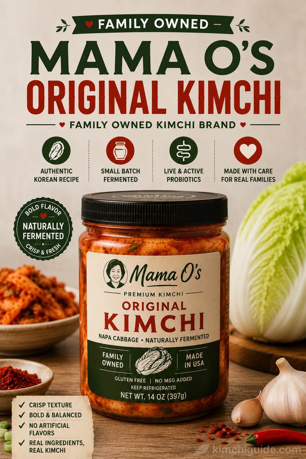 Mama Os Original Kimchi jar family owned kimchi brand