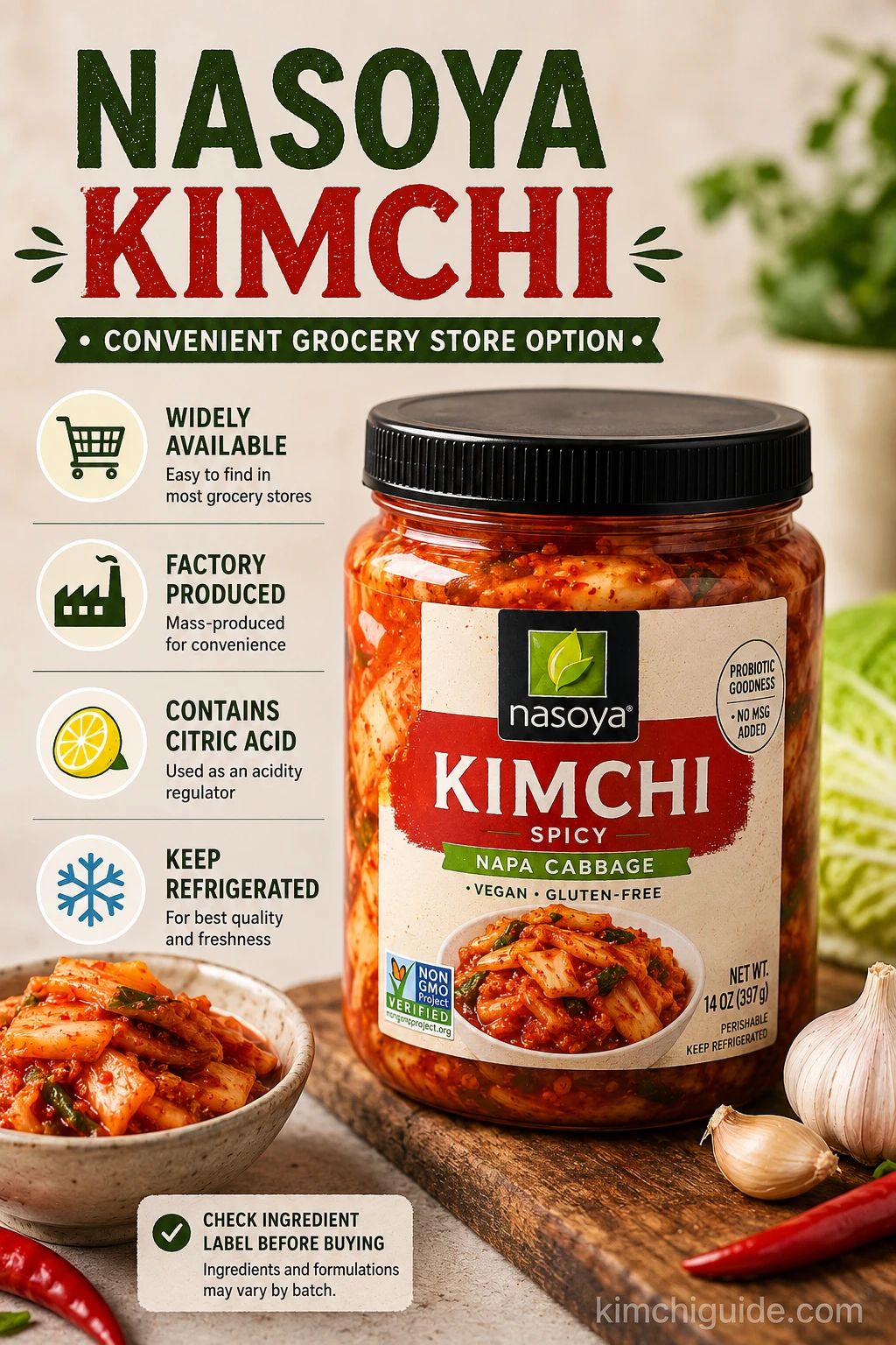 Nasoya Kimchi jar citric acid kimchi brand warning