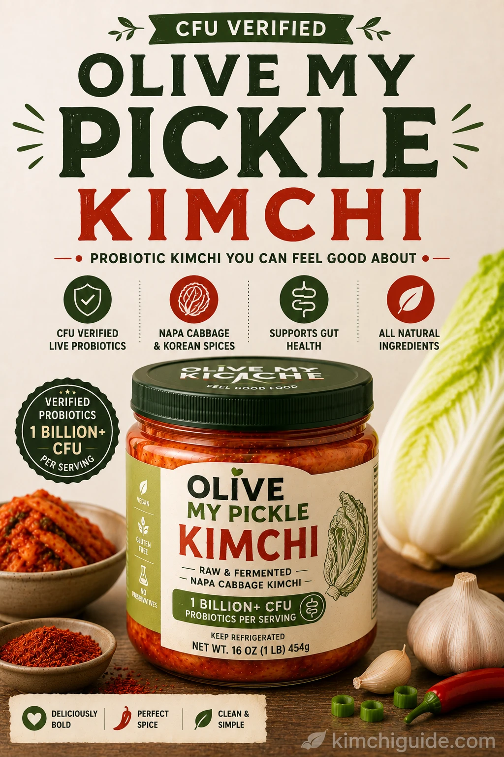 Olive My Pickle Kimchi jar CFU verified probiotic kimchi brand