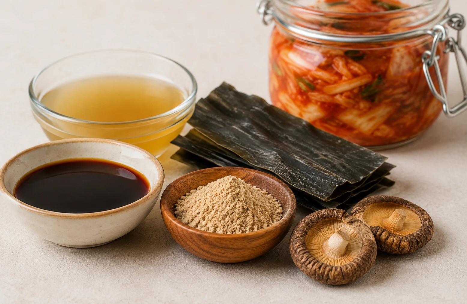 Vegan kimchi fermenting fish sauce free soy sauce kelp umami base