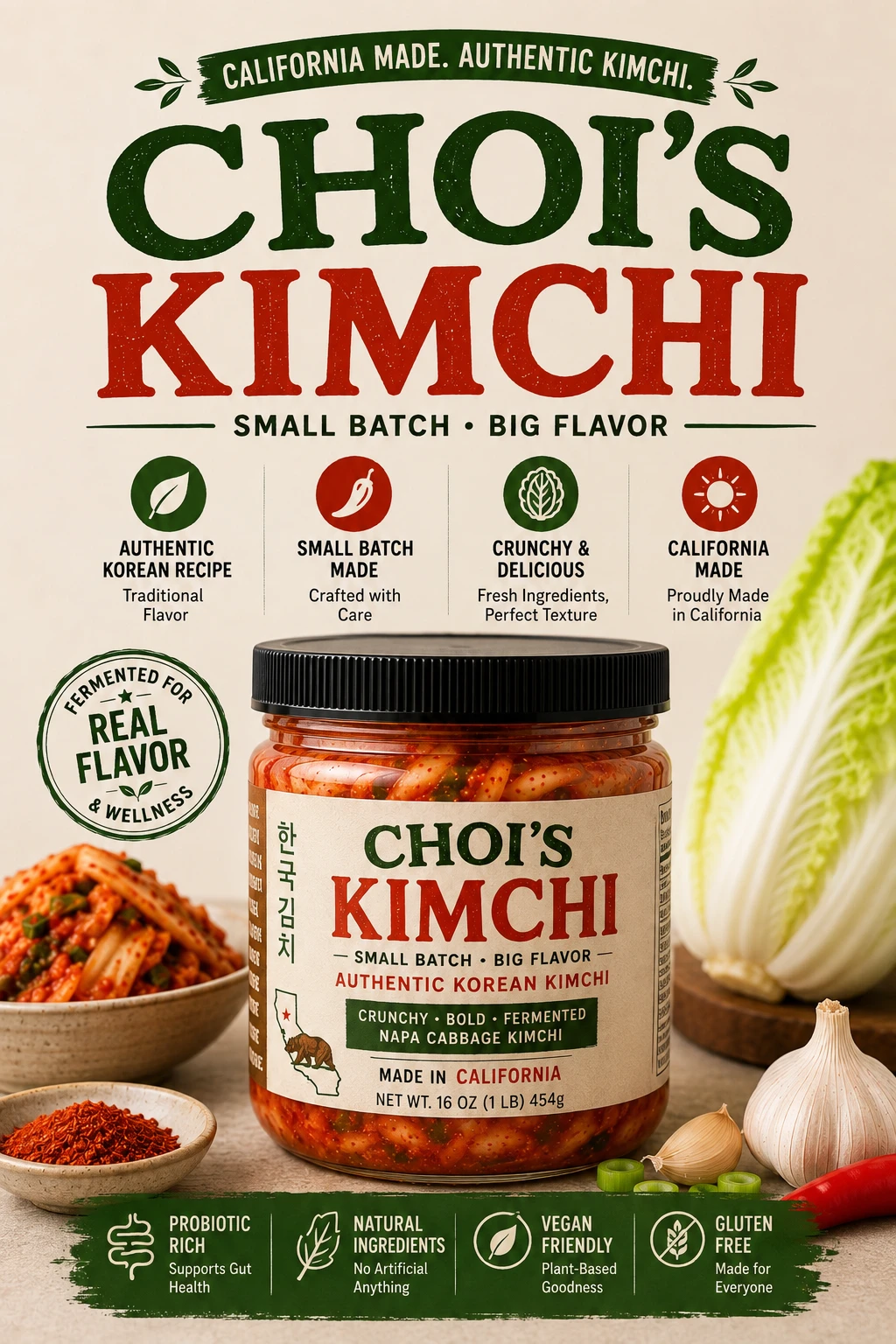 Choi's Kimchi jar small batch crunchy kimchi brand California