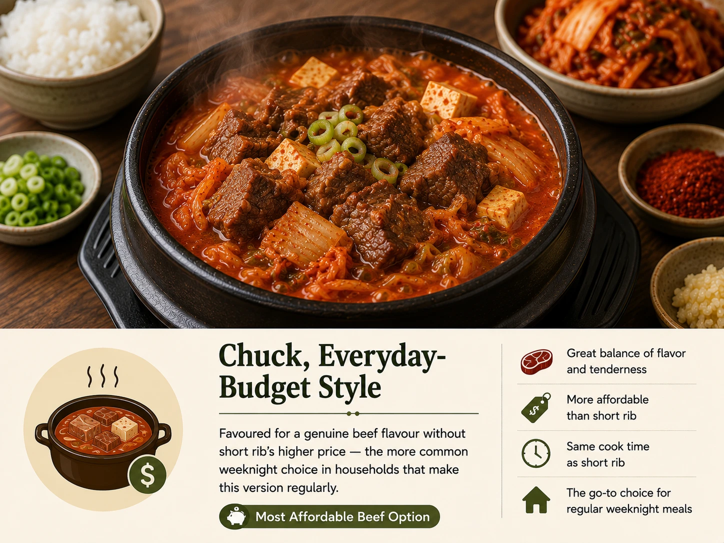 Chuck budget style beef kimchi jjigae