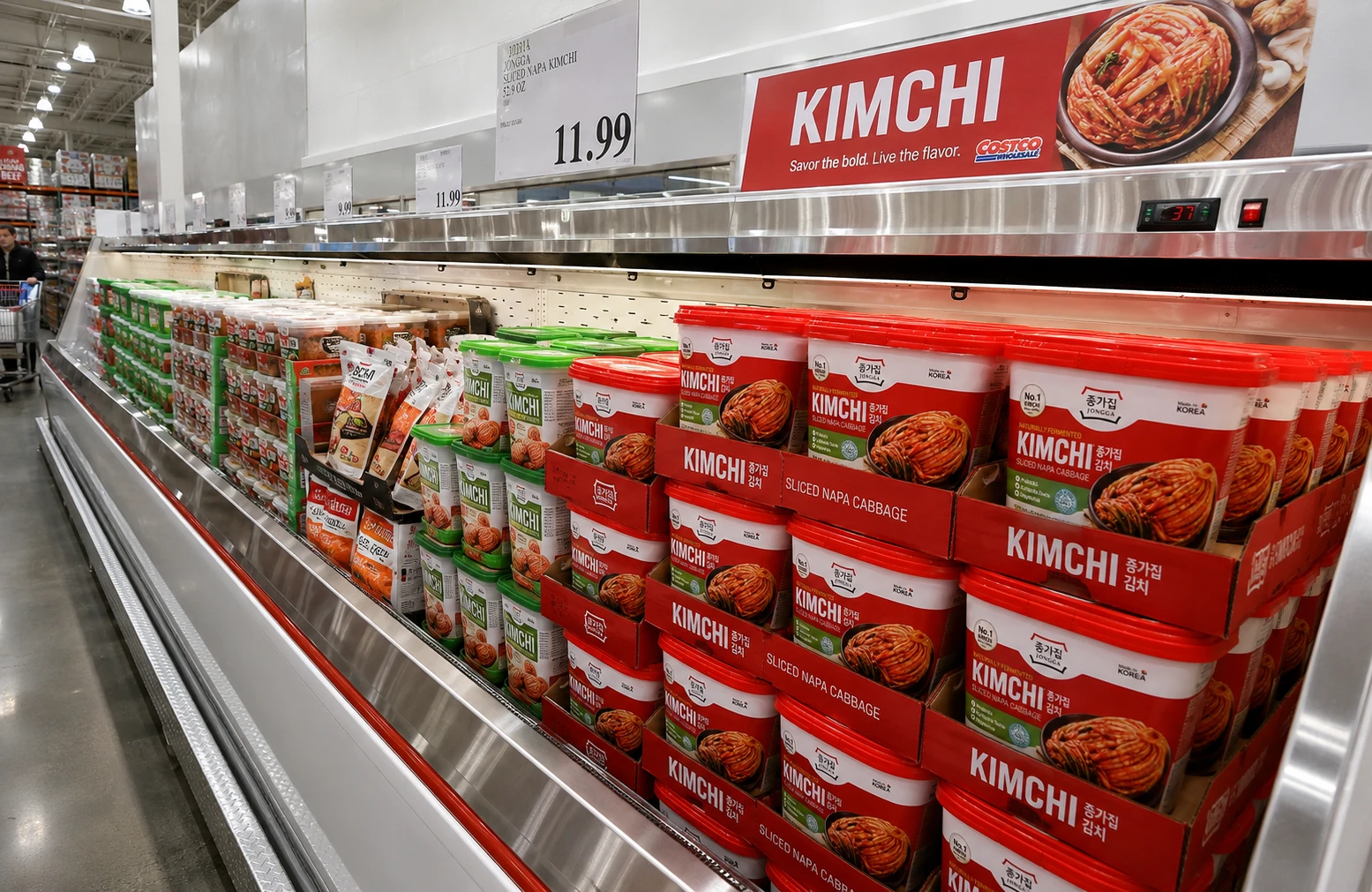 Costco refrigerated deli section kimchi stocking