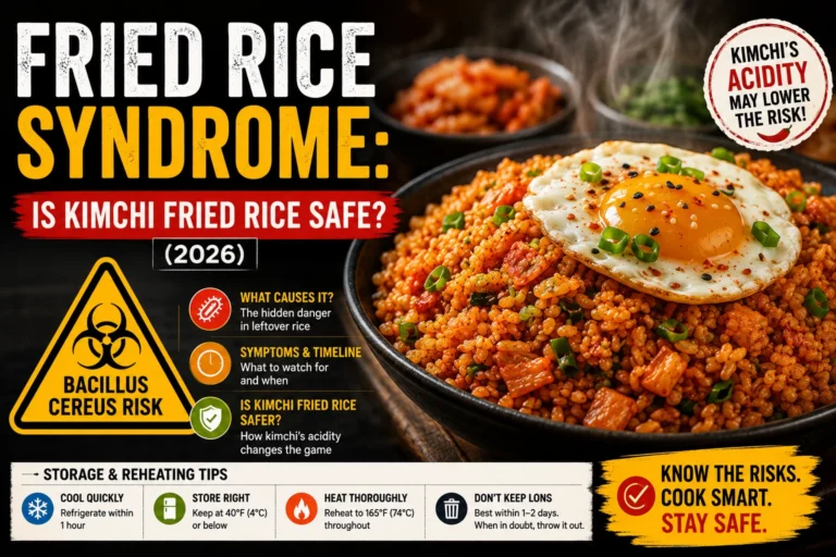 Fried Rice Syndrome and kimchi fried rice safety with Bacillus cereus risk, storage, and reheating guidance