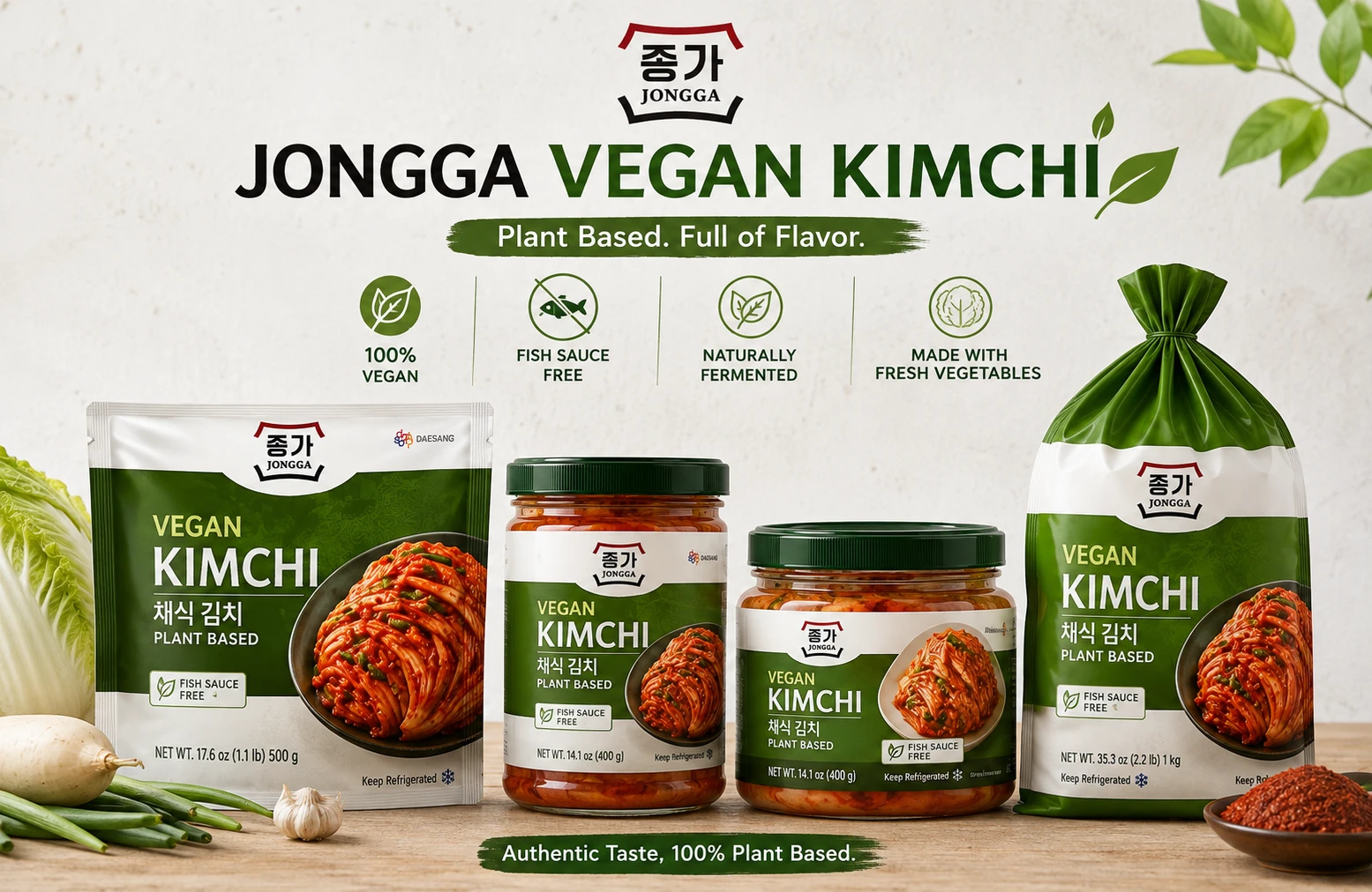Jongga vegan kimchi fish sauce free plant based version