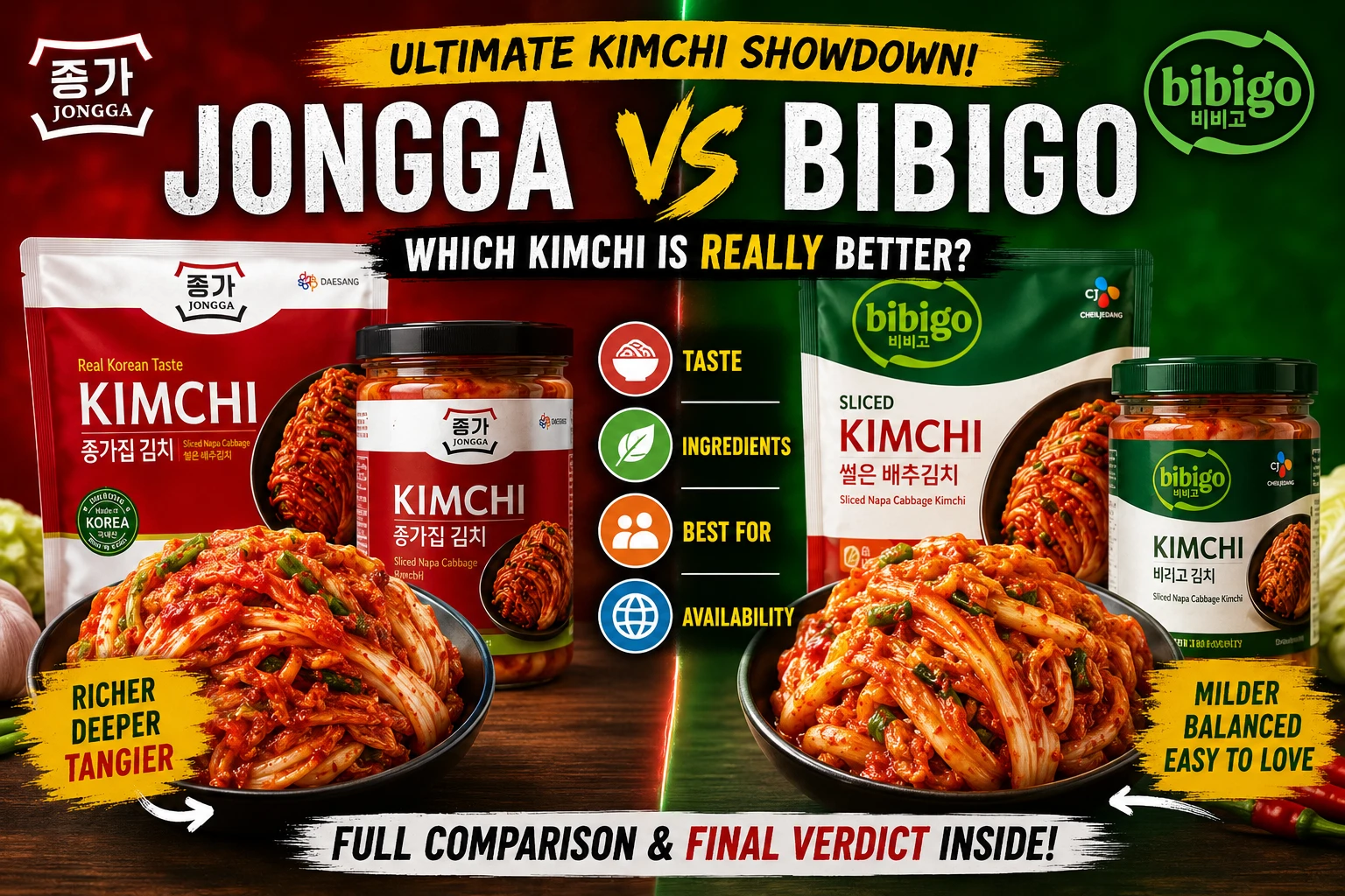 Jongga vs Bibigo kimchi comparison