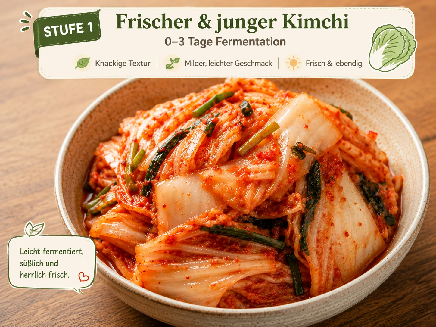 Stufe-1-Kimchi frisch, für diese Variante ungeeignet
