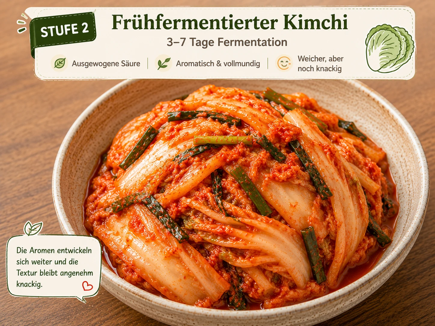 Stufe-2-Kimchi jung, gute Wahl für ein milderes Frühstück