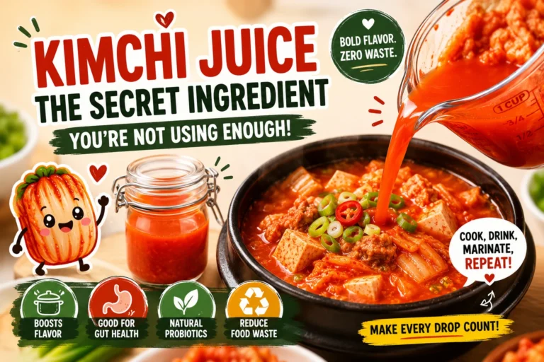 Kimchi juice uses in cooking with kimchi jjigae, fermented kimchi brine, probiotics, and flavorful zero-waste recipe ideas