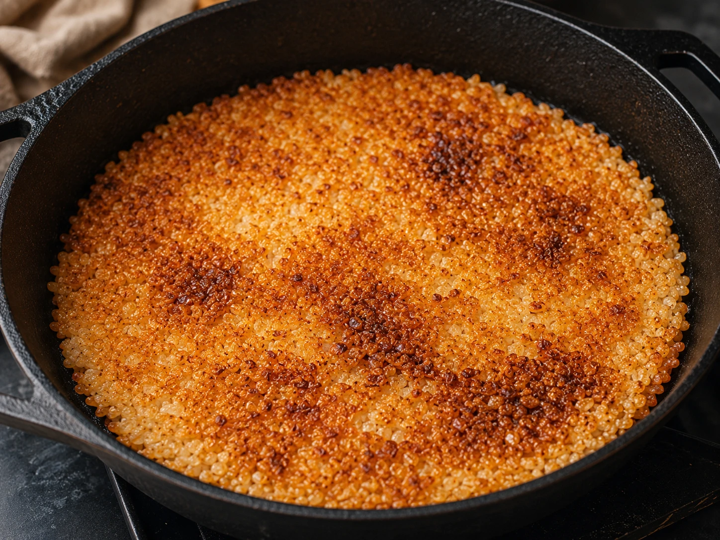 Stovetop nurungji, deep golden crust with some uneven browning