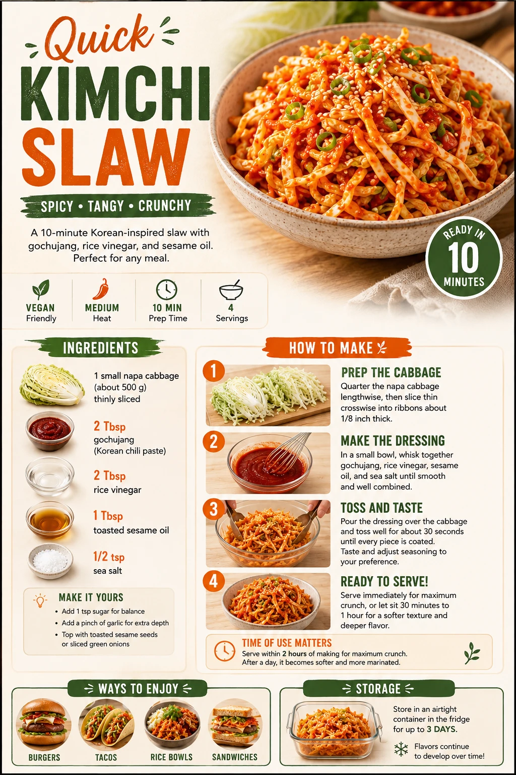 Quick kimchi slaw recipe card