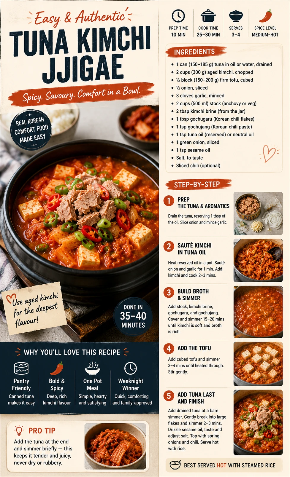 Tuna kimchi jjigae recipe card canned tuna tofu aged kimchi