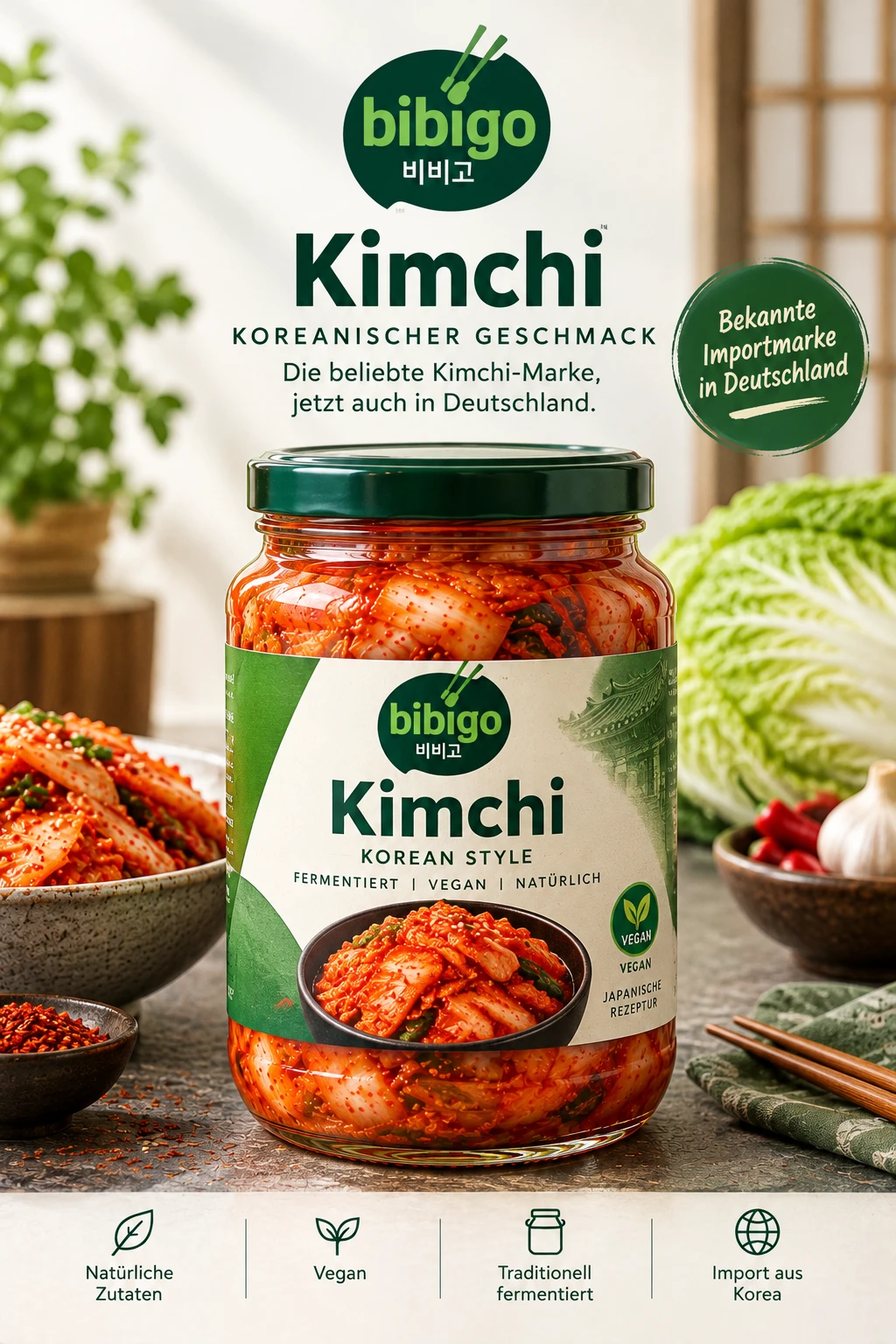 Bibigo Kimchi Glas bekannte Importmarke Deutschland