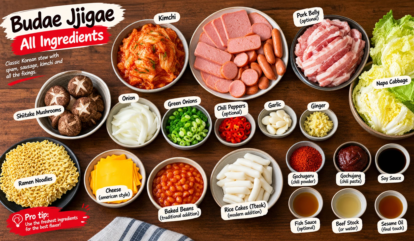 Shiitake mushrooms and napa cabbage addition budae jjigae