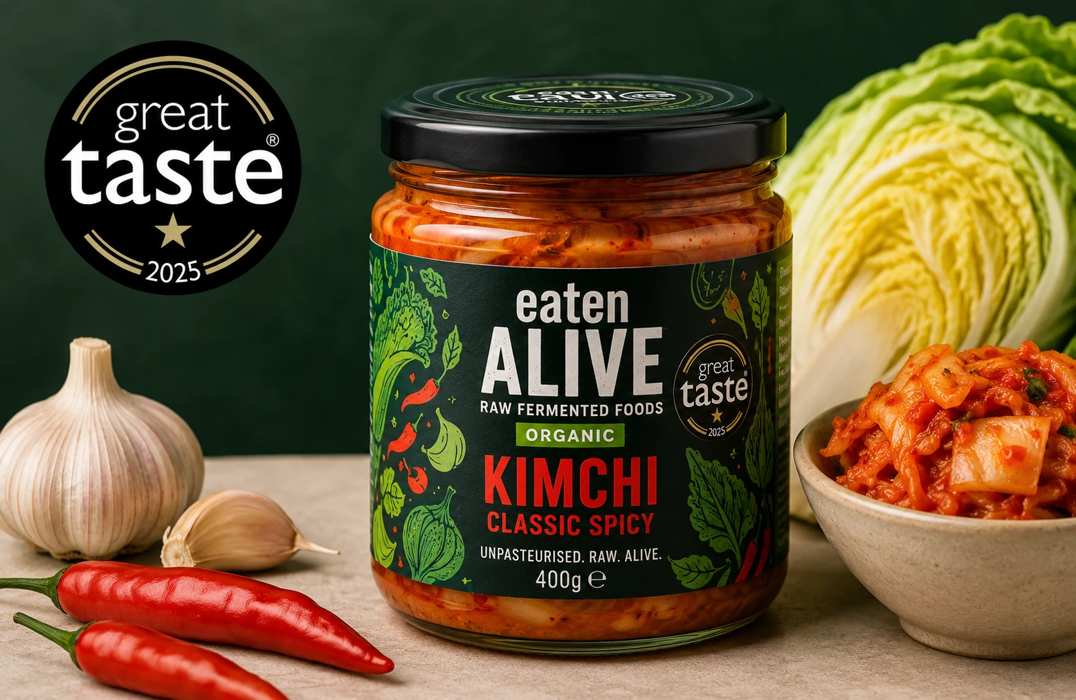 Eaten Alive kimchi jar packaging Great Taste Award