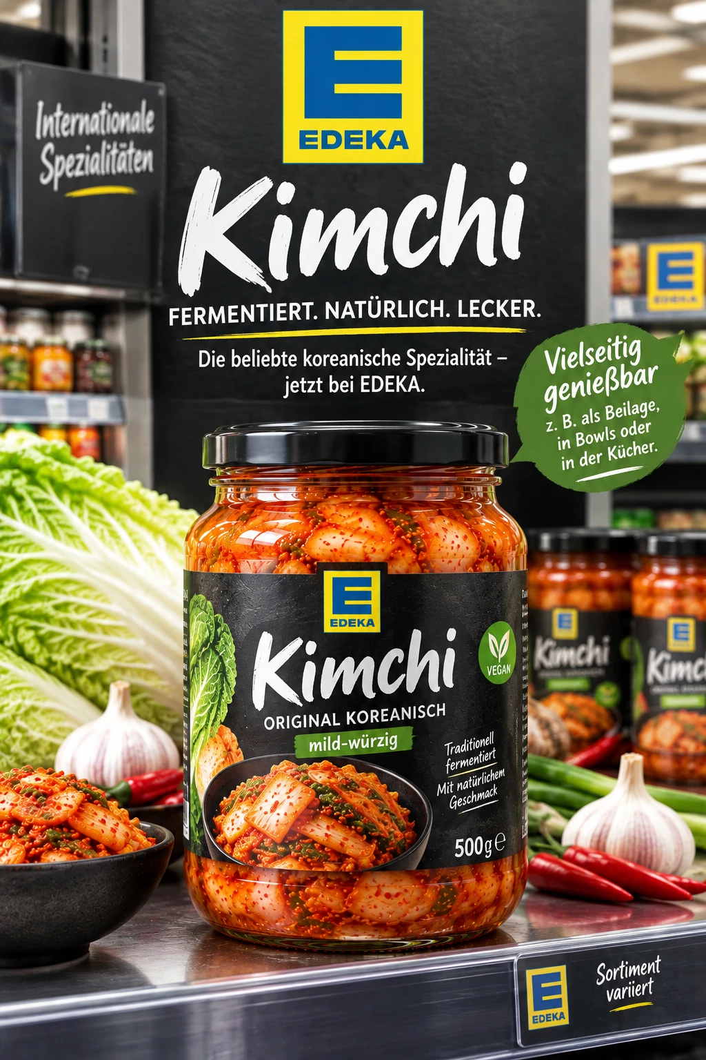EDEKA Kimchi Glas Supermarkt Sortiment variiert