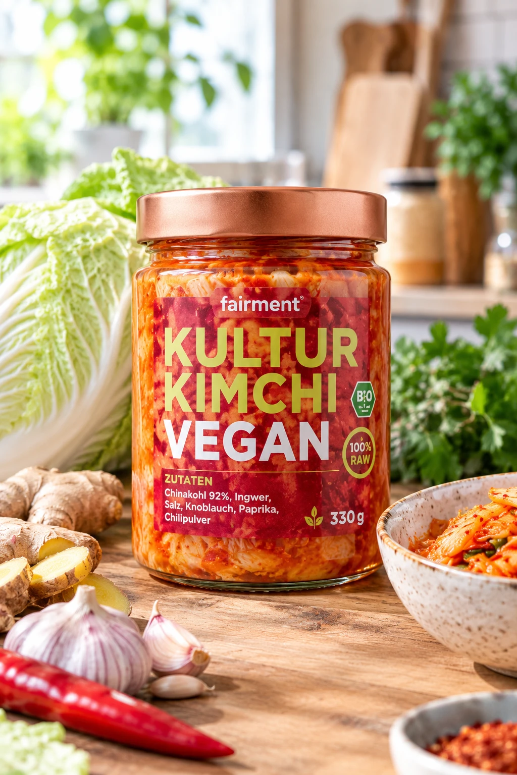 Fairment Kimchi Zutaten Etikett Nahaufnahme