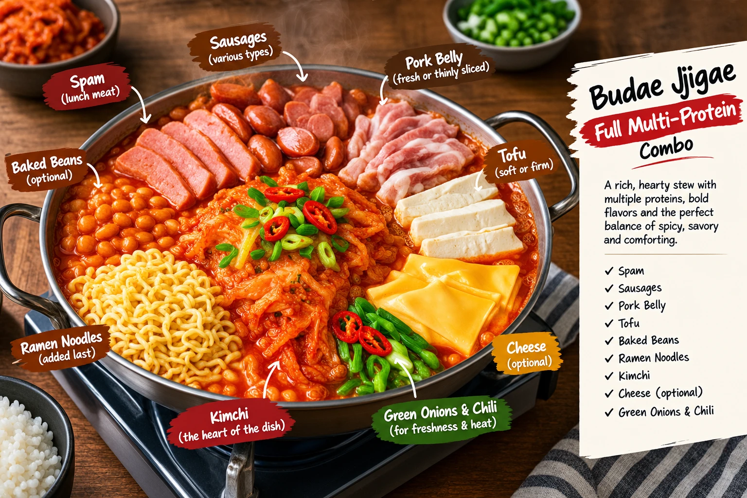 Full budae jjigae multi protein combo
