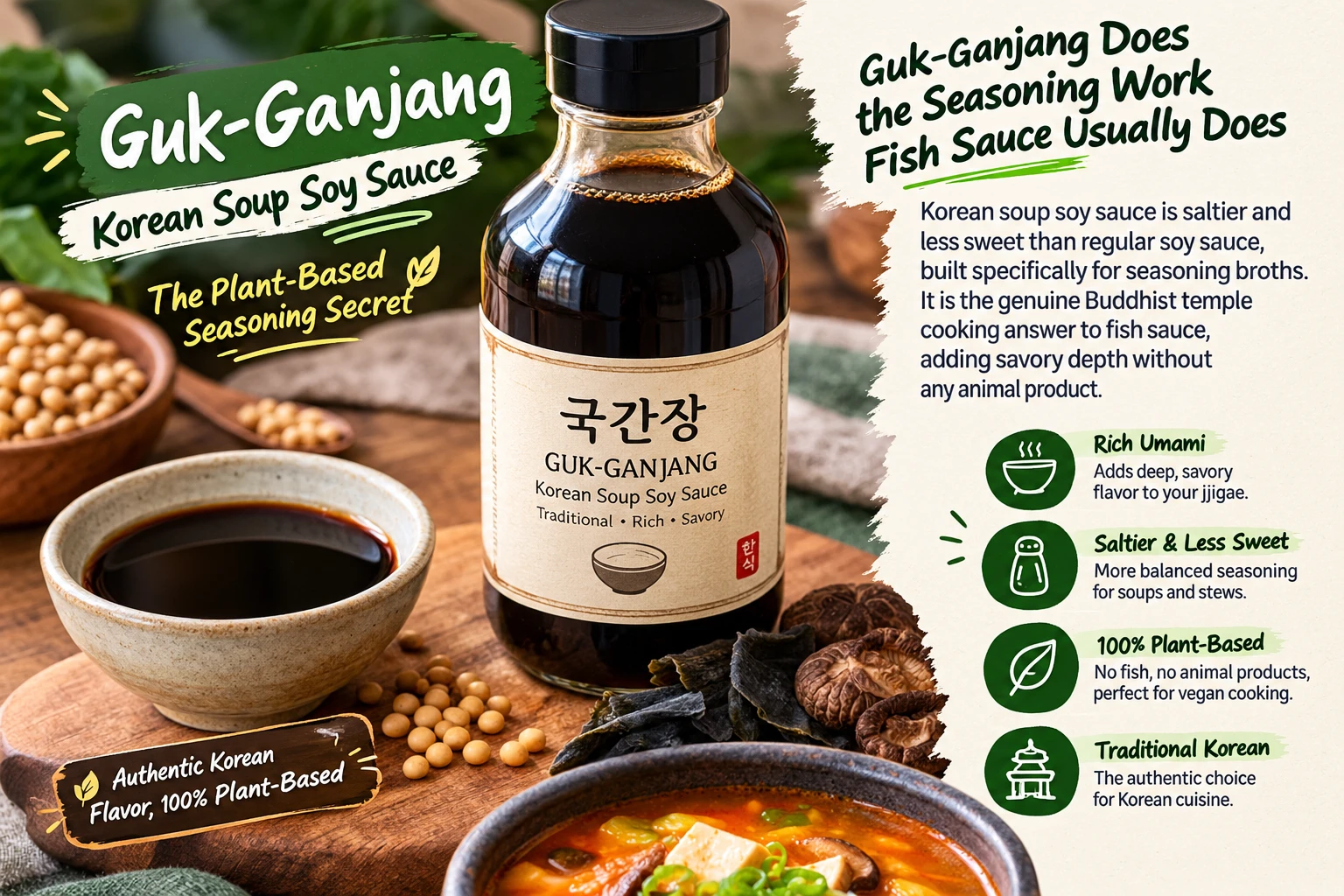 Guk-ganjang Korean soup soy sauce for vegan kimchi jjigae