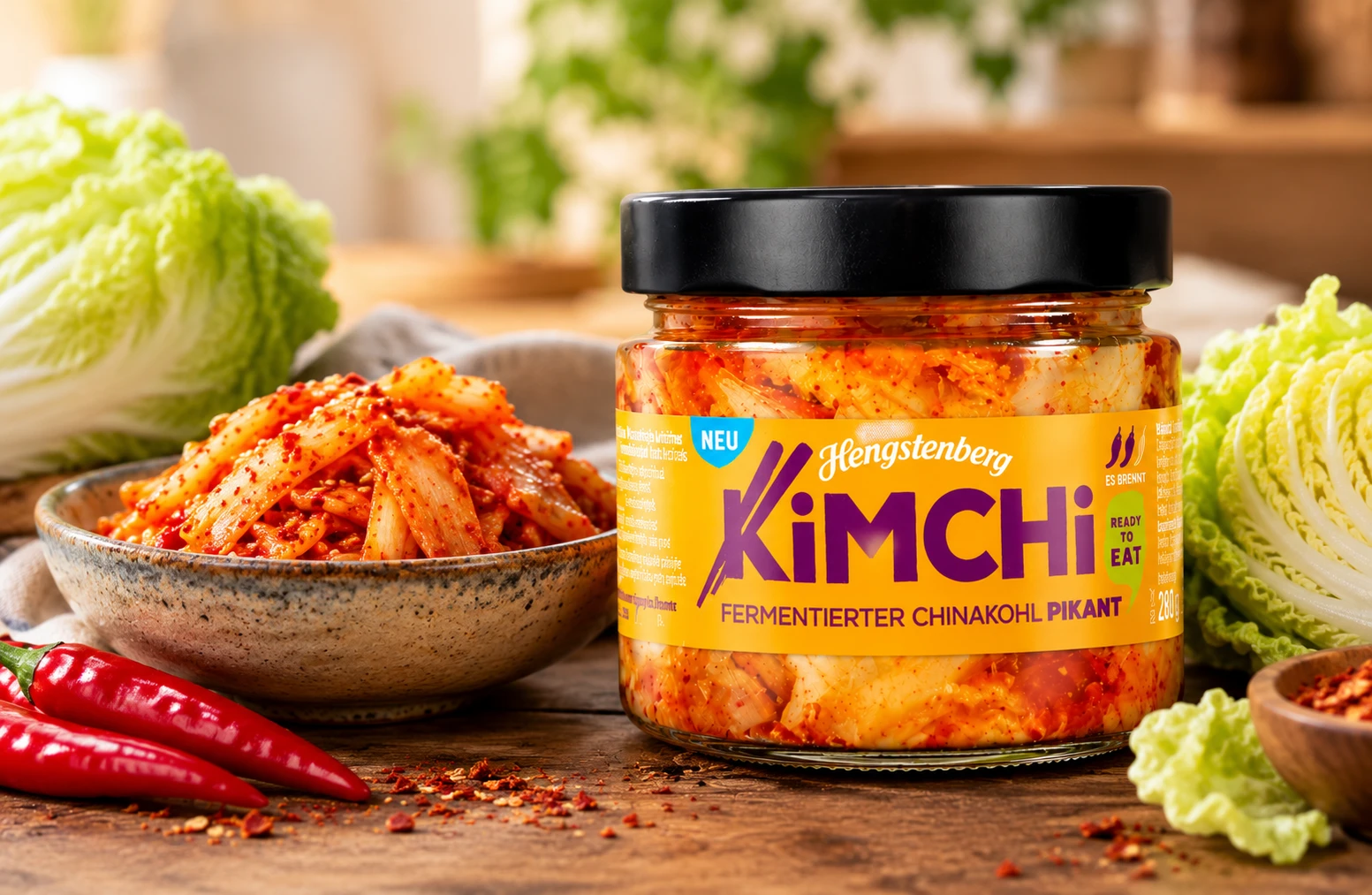 Hengstenberg Kimchi pikant scharf Glaeser Verpackung