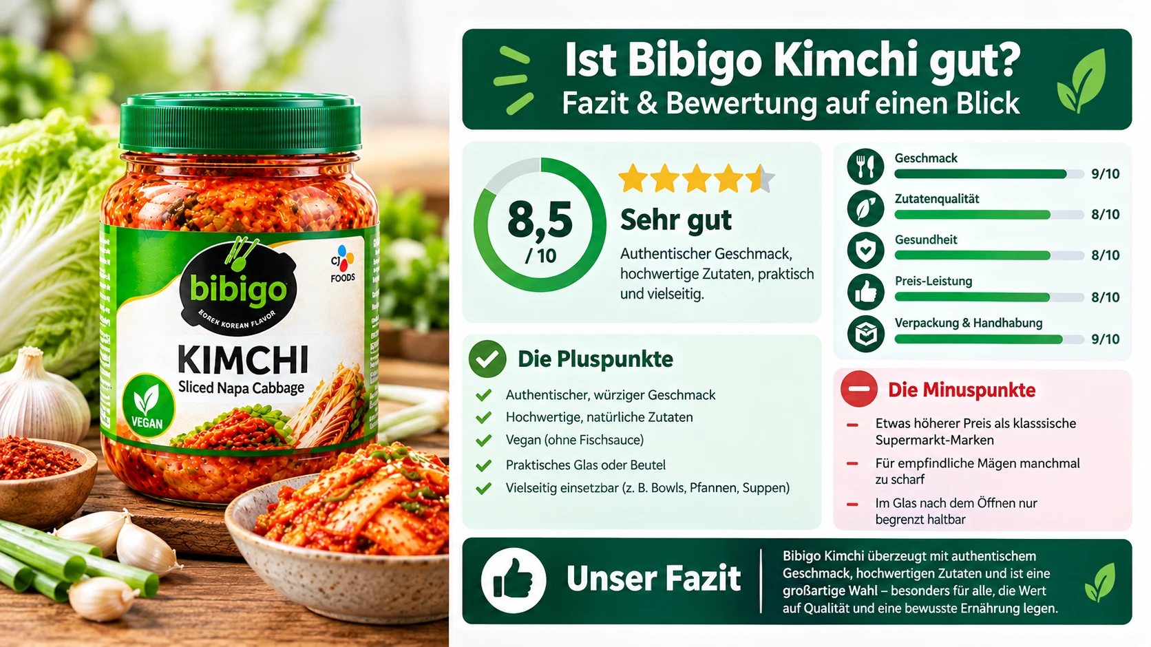 Ist Bibigo Kimchi gut Fazit Infografik Punkteverteilung
