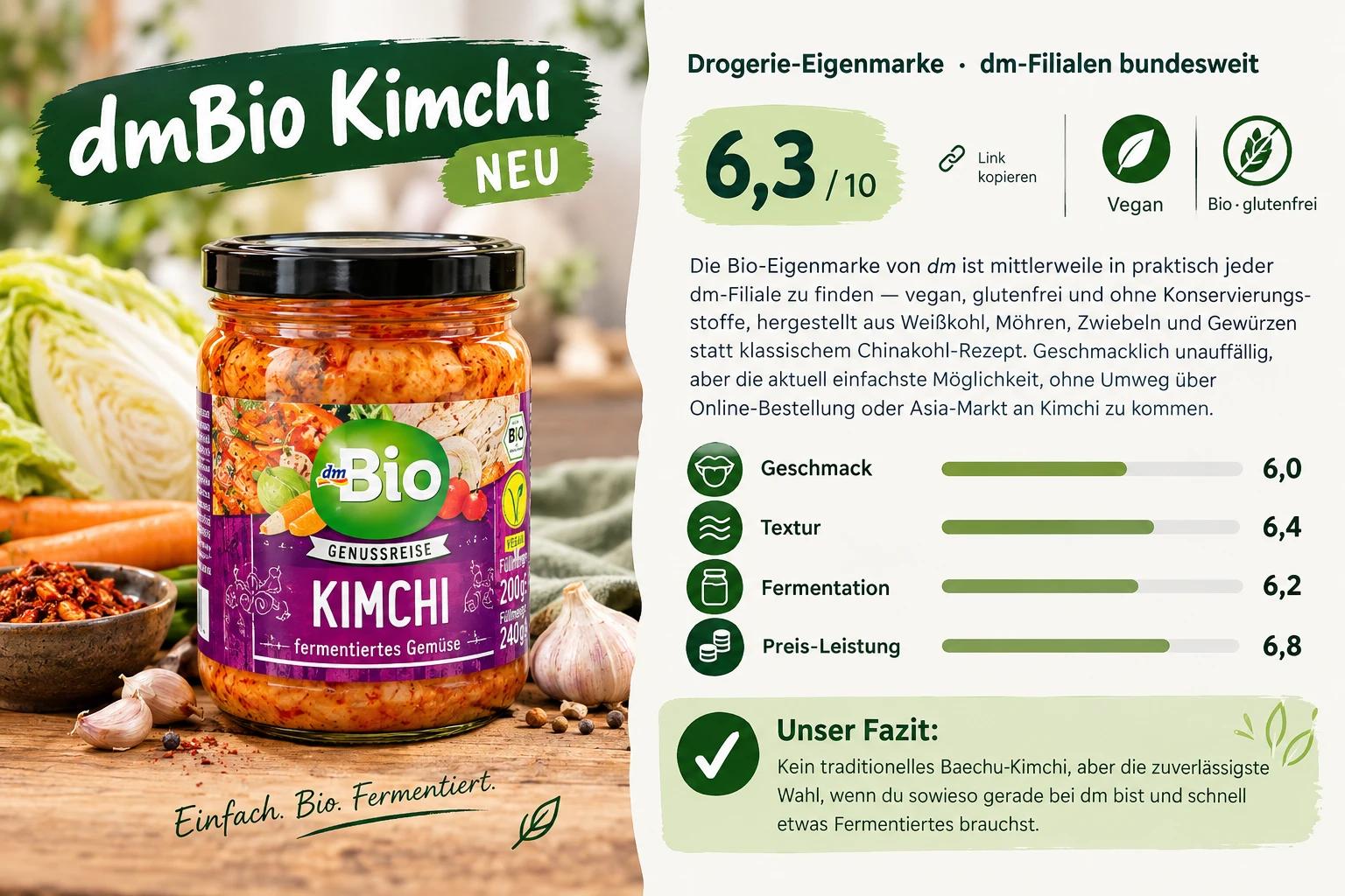 Ist dmBio Kimchi gut Fazit Infografik Punkteverteilung