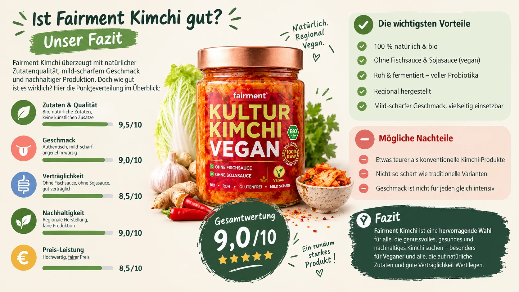 Ist Fairment Kimchi gut Fazit Infografik Punkteverteilung