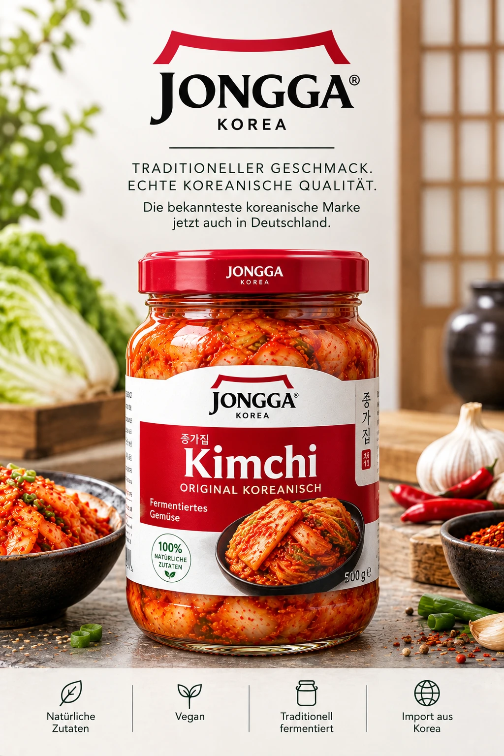 Jongga Kimchi Glas bekannteste koreanische Marke