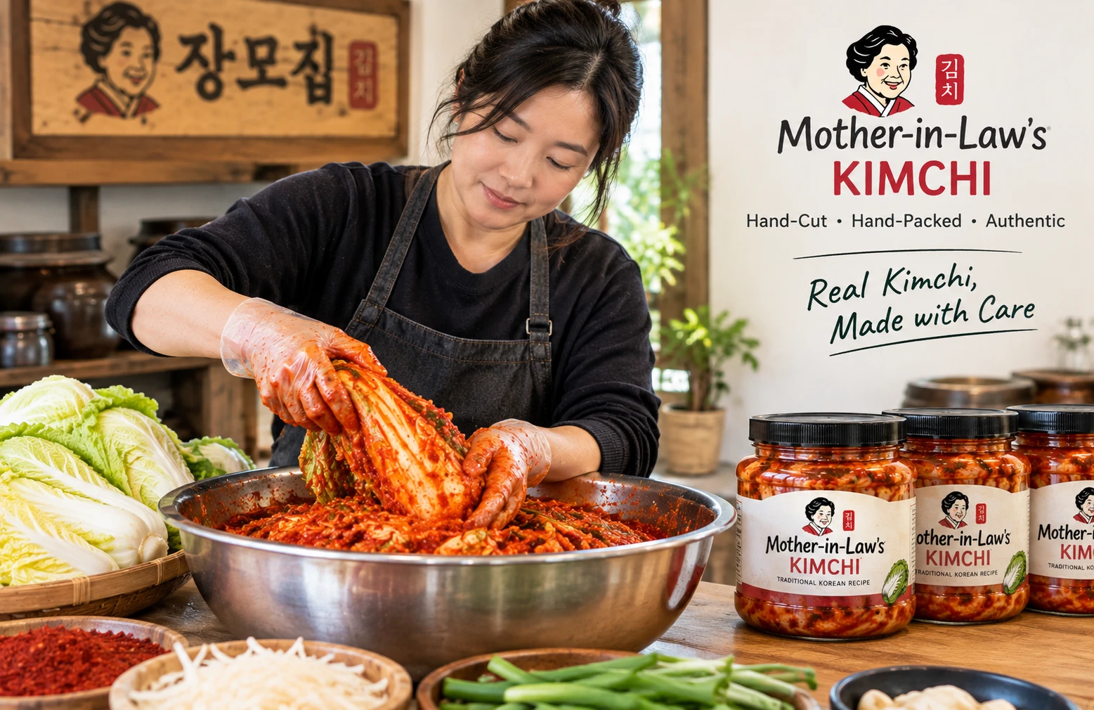 Mother-in-Law's hand-cut hand-packed kimchi process son-mat
