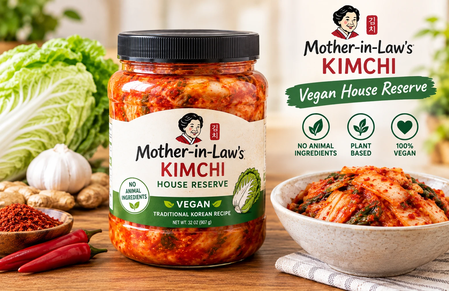 Mother-in-Law's House Reserve Vegan kimchi jar no animal ingredients