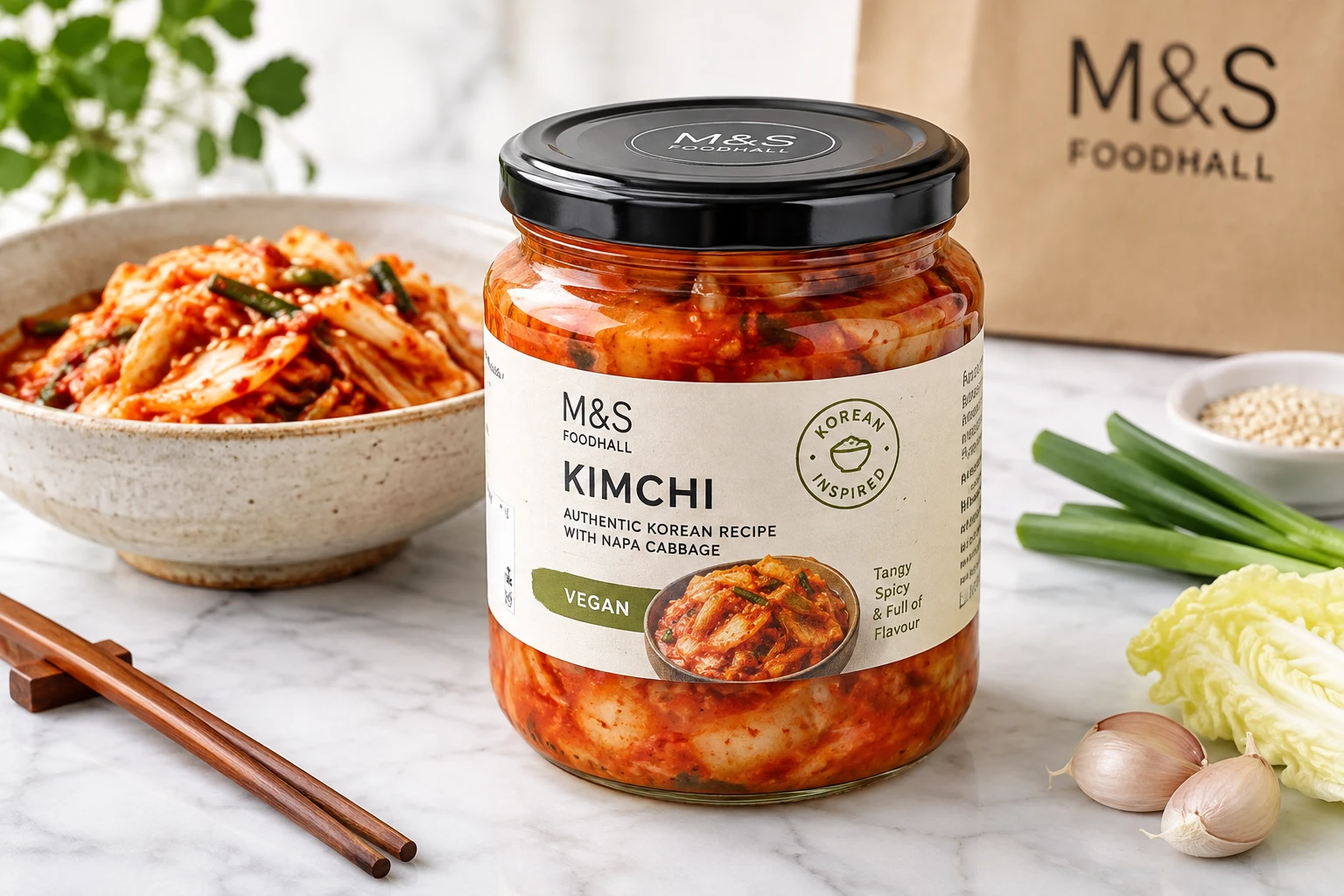 M&S kimchi jar packaging Foodhall own brand UK review