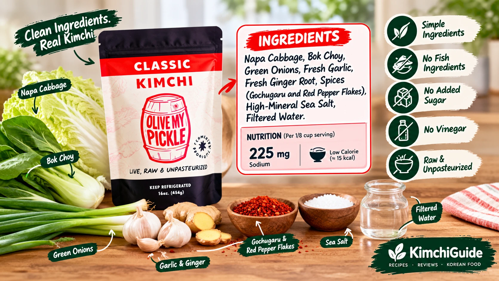 Olive My Pickle Kimchi ingredients label closeup