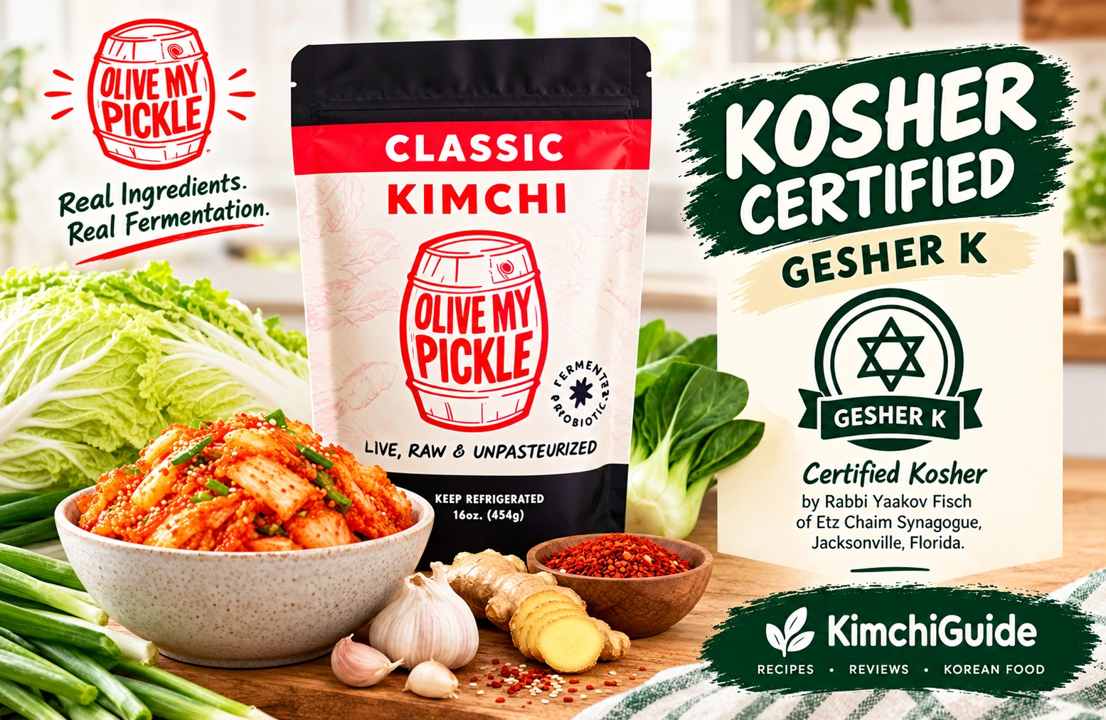 Olive My Pickle Kimchi Kosher Gesher K certification