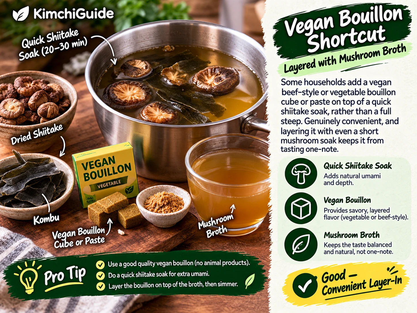 Vegan bouillon shortcut technique vegan kimchi jjigae
