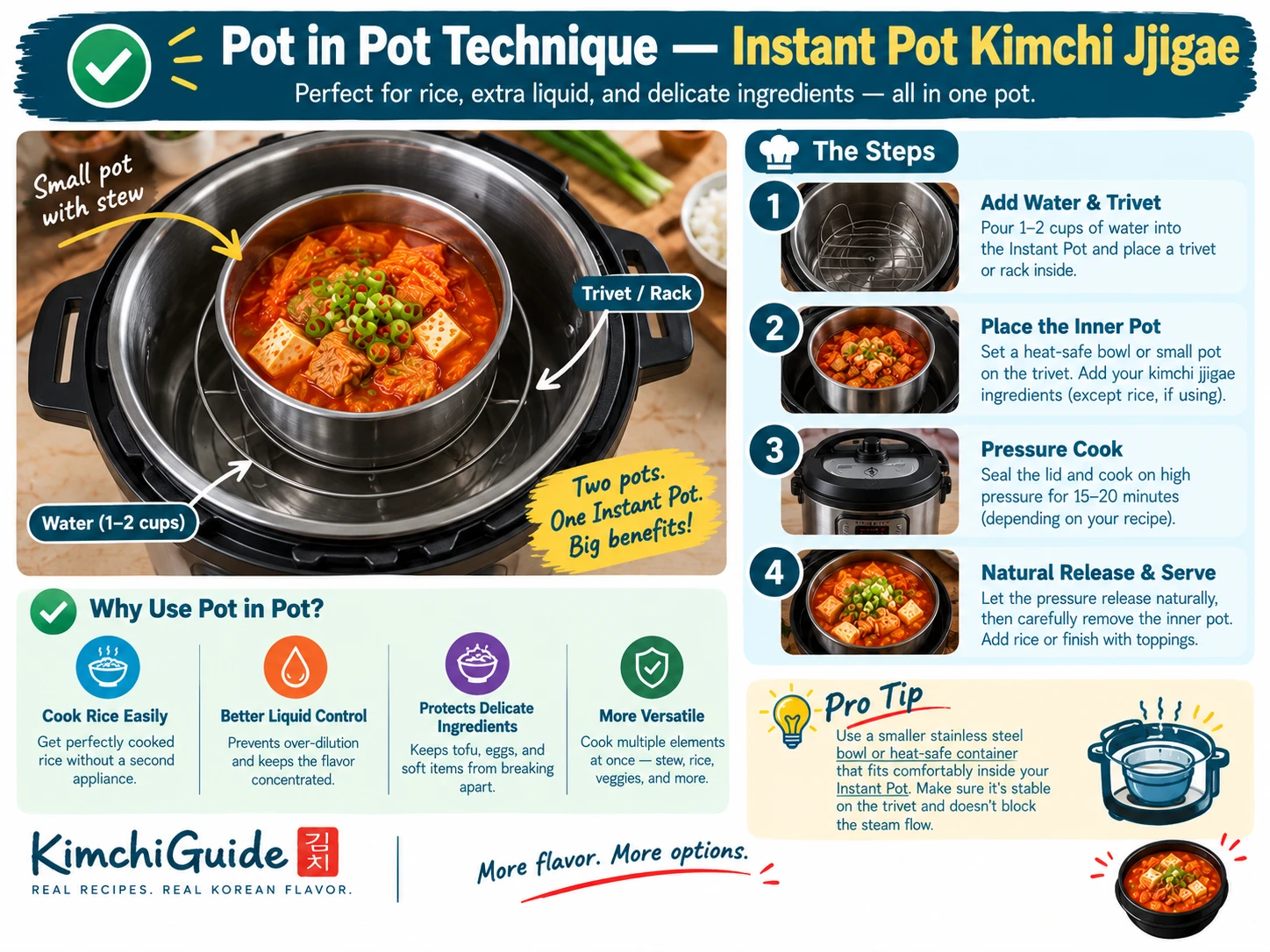 Pot in pot technique instant pot kimchi jjigae