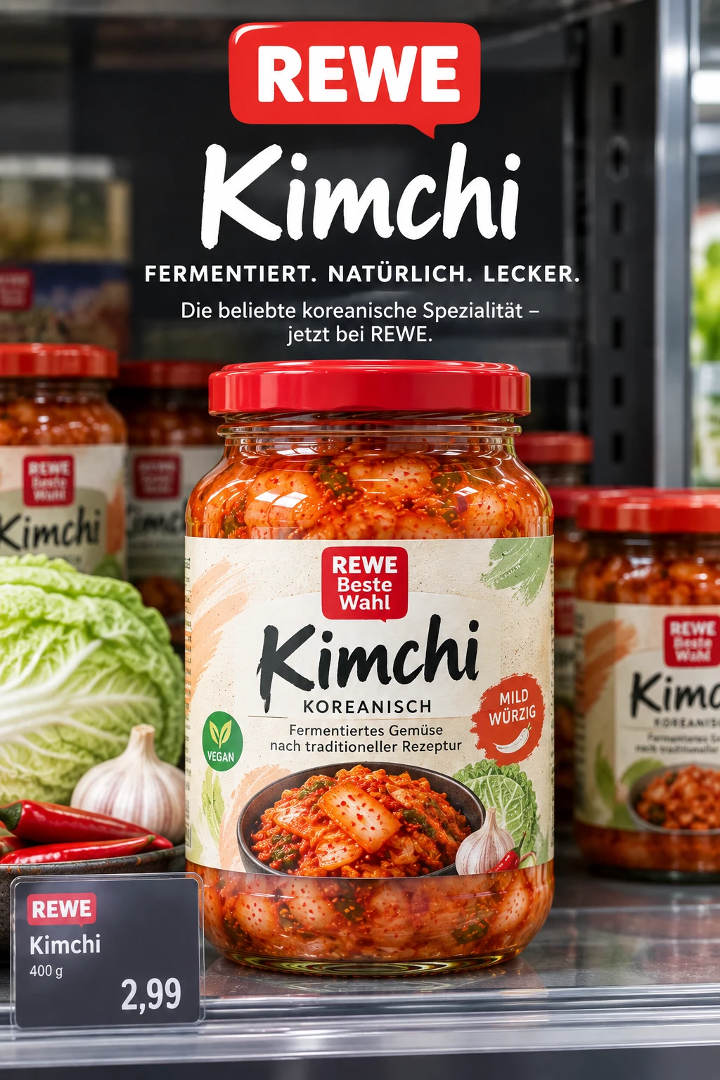 REWE Kimchi Glas Supermarkt Kuehlregal