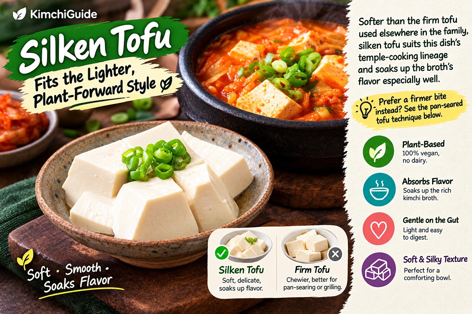 Silken tofu for vegan kimchi jjigae