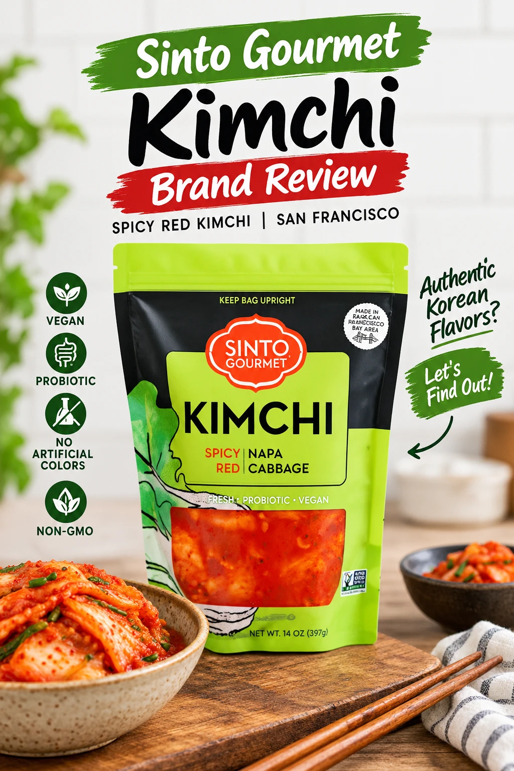 Sinto Gourmet Spicy Red Kimchi pouch San Francisco brand review