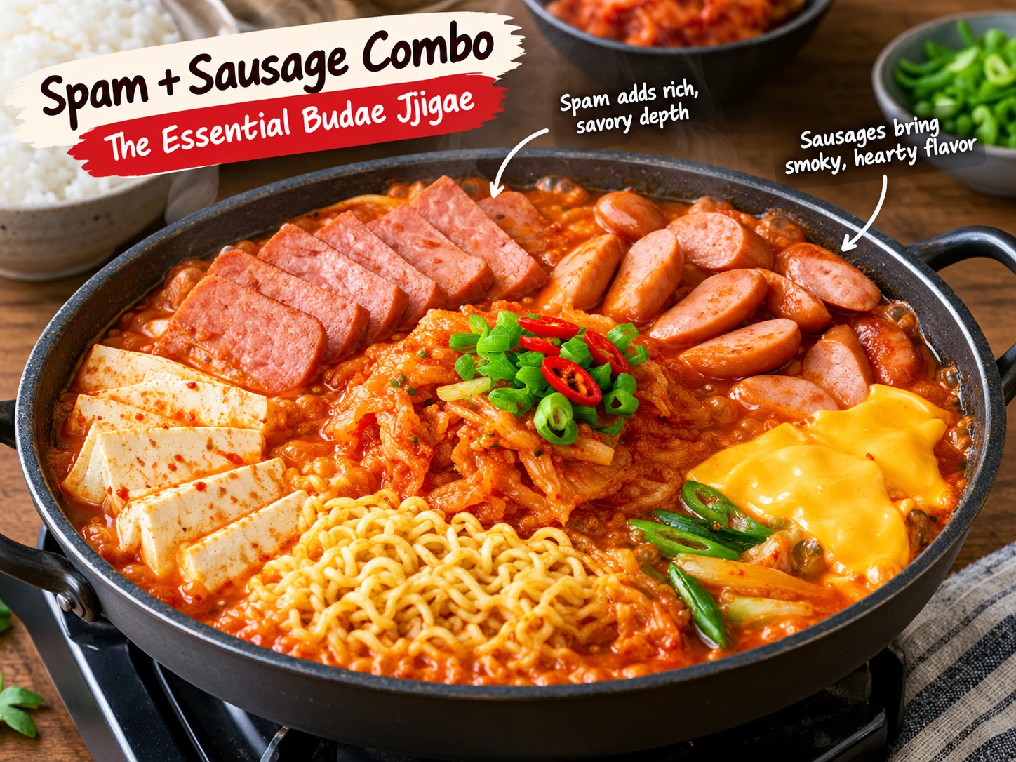 Spam and sausage combo essential budae jjigae