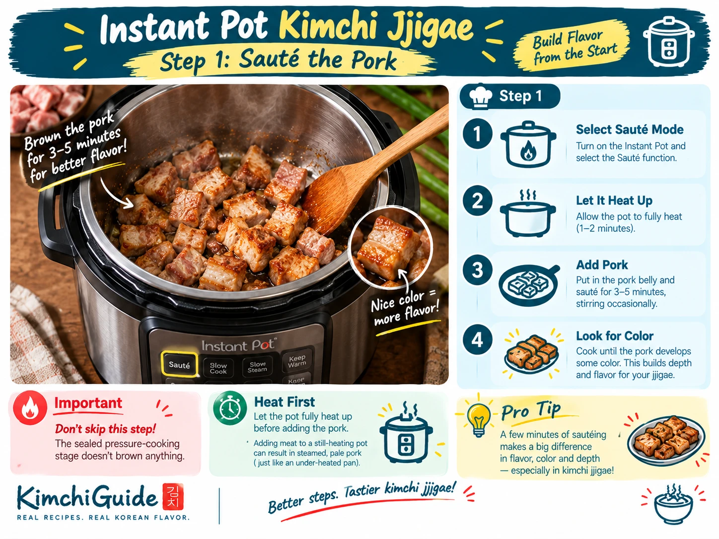 Sauteing pork belly using Instant Pot saute function before pressure cooking